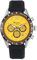 Ravel Pro - Runde Edelstahl-Chronographenuhr mit Datum - 100m Wasserdicht - Japanischer Analogquarz - RPR-003M - Schwarzes Silikonarmband/Gelbes Zifferblatt