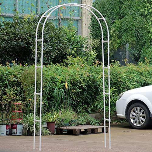 Arche de jardin en métal blanc pour plantes grimpantes, jardin, jardin, décoration d'arche de mariage, 2,1 x 2,4 m