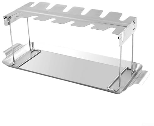 Support de baguettes de poulet pliable en acier inoxydable avec plateau d'égouttement pour barbecue de cuisson