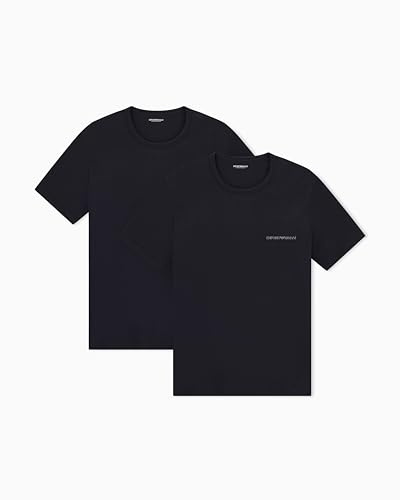 Herren-T-Shirt aus Reiner Baumwolle, Rundhalsausschnitt, Schwarz, Größe M, Normale Passform, 2er-Pack, Schwarz, M