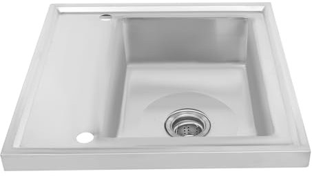 Fregadero de acero inoxidable de 60 x 50 cm, fregadero de una sola capa con orificio para grifo, moderno fregadero de cocina empotrable con encimera, lavabo de cocina multifuncional (60 x 60 cm)