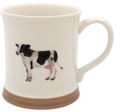 THE LEONARDO COLLECTION Cow Mug Embossed Country Life Tea and Coffee Mugs for Hot Drinks | Fine China Printed Mugs for Kitchen & Home | Reusable Ceramic Cups for Every Occasion | Gifts for Women & Men