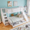Merax Etagenbett 90x200cm, Kinderbett Hochbett mit Stauraumtreppe & Rutsche, Platzsparendes Stockbett mit Große Schublade & 2 Lattenrost & Rausfallschutz, Praktisches Jugendbett, Ohne Matratze, Weiß