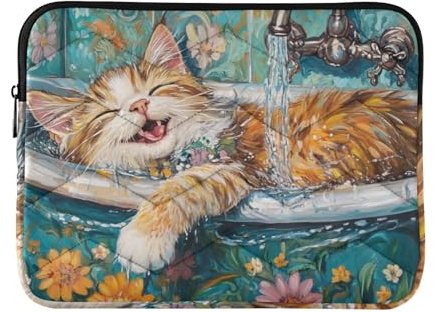 Süße Norwegische Wald Katze Katze Retro Badewanne Laptop Sleeve Case 15-16 Zoll weiche Laptophüllen Computer