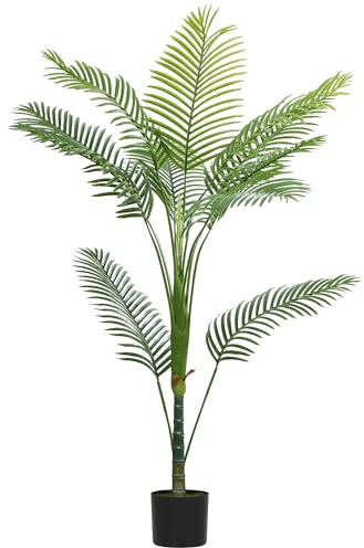 HOMCOM Pianta Finta di Palma Areca Alta 150 cm, Pianta Artificiale Realistica per Interni con Vaso, Decorazione per Casa e Ufficio, Verde