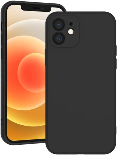 Qasyfanc Soft Silicone Case for iPhone 12, Black | Shockproof, Dust-proof, Full Camera Protection, Slim Soft Edge Cover with Anti-Scratch Microfiber Lining
