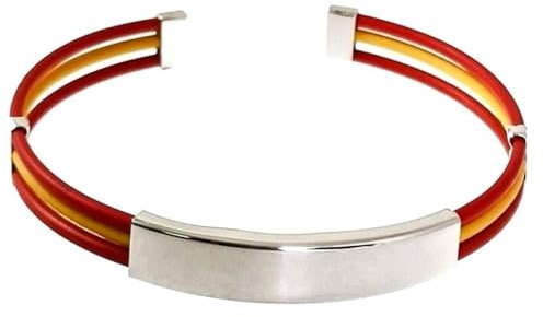 Pulsera Bandera de España en Plata de Ley 925m con 65mm. diámetro en caucho