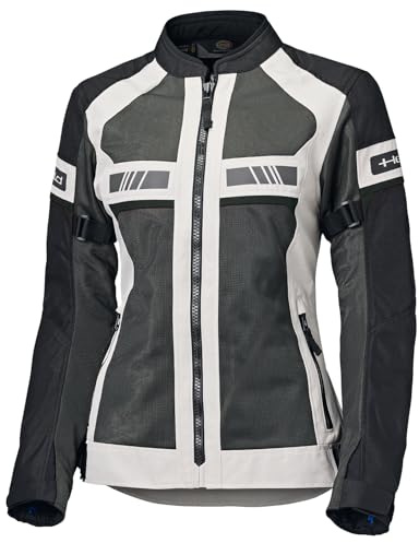 Held Tropic 4 Top Motorrad-Jacke Damen Grau-Schwarz L | Sommer Motorradjacke mit Mesh – CE zertifiziert – D3O Ghost Level 1 Protektoren Schulter & Ellbogen – atmungsaktiv
