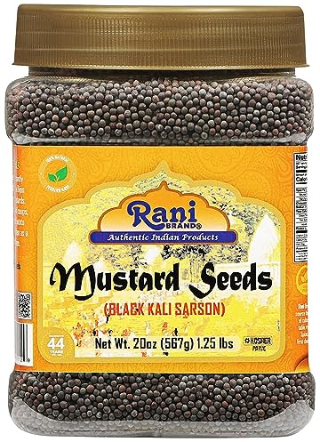 Rani Black Mustard Seeds Whole Spice (Kali Rai) 20oz (1.25lbs) 567g PET Jar ~ All Natural | Gluten Friendly | NON-GMO | Kosher | Vegan | Indian Origin