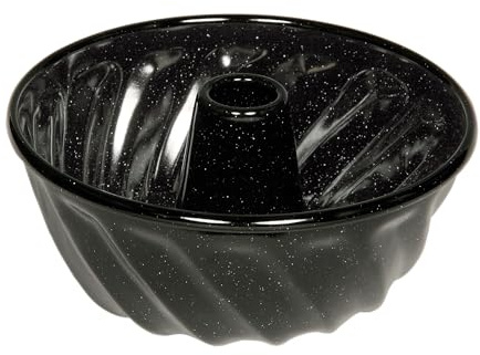 Riess, 0495-022, Gugelhupfform 22, CLASSIC - BACKFORMEN, Durchmesser 22 cm, Höhe 10,3 cm, Inhalt 2,00 Liter, Emaille, schwarz, Napfkuchenform