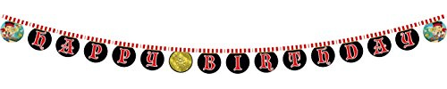 Unique Party 71756 – 2,2 m Yo Ho Disney Jake und die Nimmerland Piraten Happy Birthday Banner