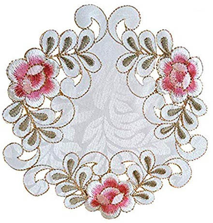 EQLEF Runde Doilies gestickte Tischsets Blumen Cutwork Lace Vase Pads 9,8* 9,8 (4 Stück)