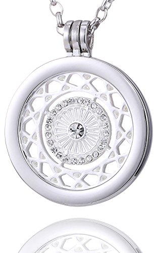 Morella Damen Halskette 70 cm Edelstahl und Anhänger mit Coin Ornament mit Zirkoniasteinen Silber in Schmuckbeutel