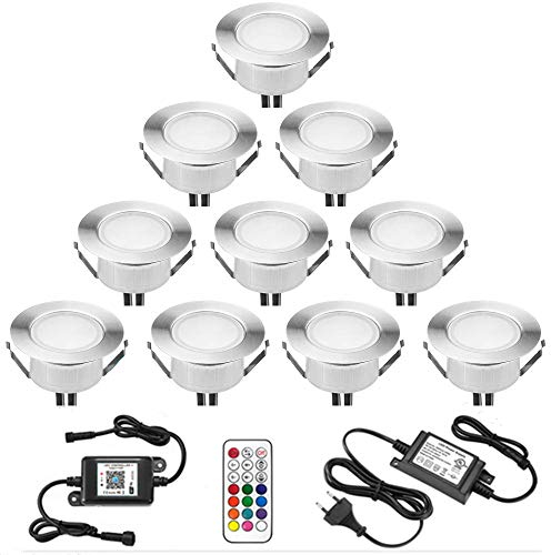 INDARUN Bodenleuchte Einbaustrahler + WiFi Controller RGBW (RGB + Warmweiß) Wasserdicht IP67 Ø 61 mm Beleuchtung für Terrasse, Patio, Weg, Wand, Garten, Dekoration, Innen und Außen