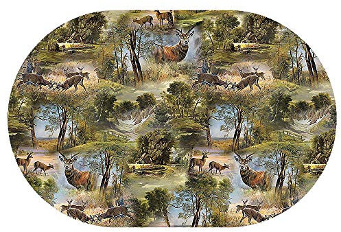 Wachstuchtischdecke Wachstuch Tischdecke Gartentischdecke Rund Oval Jagd Wild Oval ca. 140 x 240 cm abwaschbare Wachstischdecke
