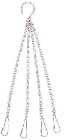 50cm (20) - Pack of 4 - Hanging Basket Chains 4 Strand - Extra Heavy Duty Strong Hanging Chain, Clip On Chains Replacements - Chain for Hanging Baskets,