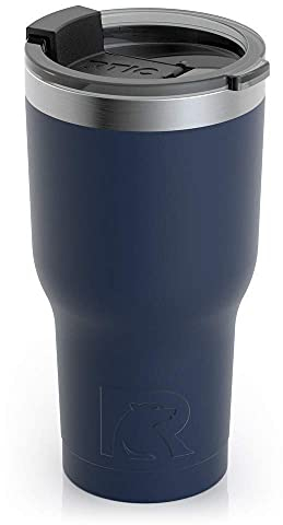 RTIC 20 oz Insulated Tumbler Stainless Steel Coffee Travel Mug with Lid, Spill Proof, Hot Beverage and Cold, Portable Thermal Cup for Car, Camping, Navy