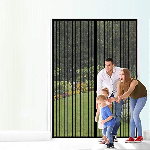 Yurun® Fliegengitter Tür Magnetisch Insektenschutzrollo, Fliegenvorhang HäNde Frei Volle GrößE Automatisches Schließen, für Flure/Türen, Schwarz 200x230cm
