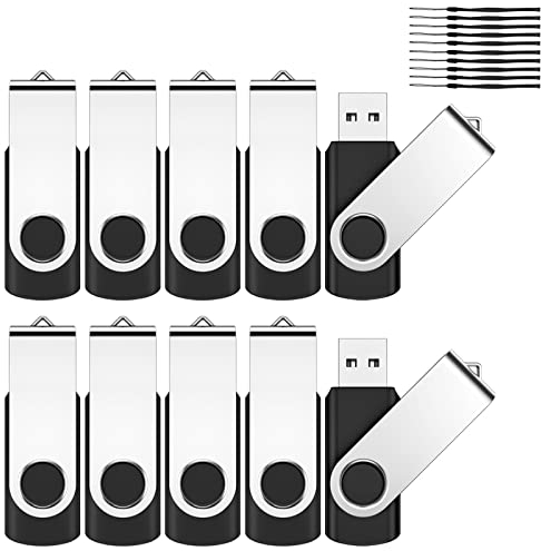 USB Stick 4GB 10 Stück,JEVDES USB-Sticks 10er Pack Speicherstick 4GB USB 2.0 Flash Laufwerk Pendrive Datenspeicher mit Schlüsselband (10 Stück Schwarz)