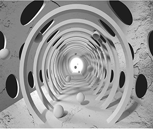 decomonkey Fototapete 3d Effekt 350x256 cm XL Tapete Fototapeten Vlies Tapeten Vliestapete Wandtapete moderne Wandbild Wand Schlafzimmer Wohnzimmer Abstrakt Kugeln Tunnel