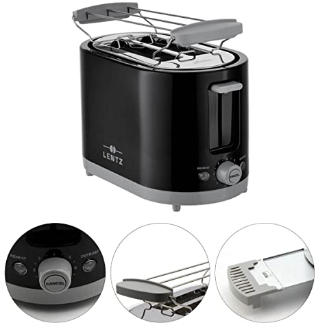 LENTZ 2-ScheibenCOOL TOUCH Toaster mit Brötchenaufsatz 750 Watt Toastautomat (schwarz)