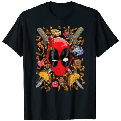 Marvel Deadpool Snacks and Bullets Maglietta
