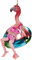 BRUBAKER Lustiger Flamingo mit Bikini und Schwimmring - Handbemalte Weihnachtskugel aus Glas - Mundgeblasener Christbaumschmuck Figuren witzig Deko Anhänger Baumkugel - 8.5 cm