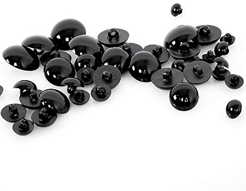 PULABO 50 stücke Schwarz Kunststoff Pilz Perlen Sicherheit Solide Augen zum Nähen Crafting Augen Tasten für Bär Puppe Etc 10mm Praktisch und Beliebt praktisch