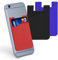 kwmobile 3X Tarjetero para móvil - Funda para Tarjetas de Silicona - Tarjetero para Pegar en la Parte Trasera - Negro/Azul/Rojo