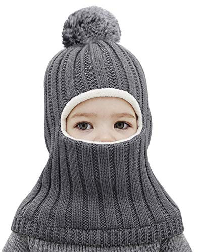 RUIXIA Cagoule Fille Garçon Hiver Bonnet Echarpe Hiver Chaud Bonnet Cache Oreilles doublure Polaire pour Enfant 3-6 ans Chapeaux Tricoté Cache Cou Balaclava pour Ski Snowboard