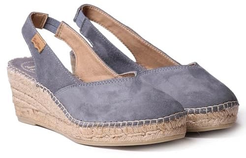 Espadrille compensée Femme en Daim - Betty-A - Gris, 39 EU