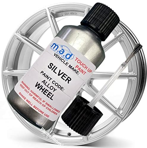 M.A.D MYLDAN AUTO DESIGN M.A.D Silver Alloy Wheel Touch-Up Repair Kit - 30ml Gloss Finish Paint with Brush for Curbing Scratches & Scuffs - Chip-Resistant