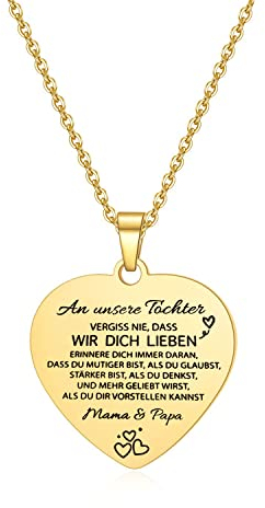 HAYOUWAY An Unsere Tochter Herz-Halskette Gold Farbe von Mama & Papa (Golden...In Liebe MAMA & PAPA)