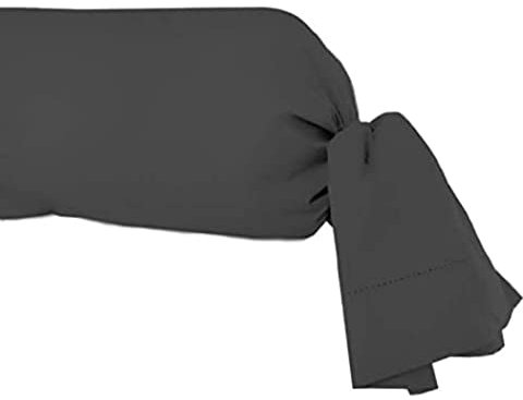 Soleil d'ocre, Percale Taie de traversin, Coton, Anthracite, 85x185 cm