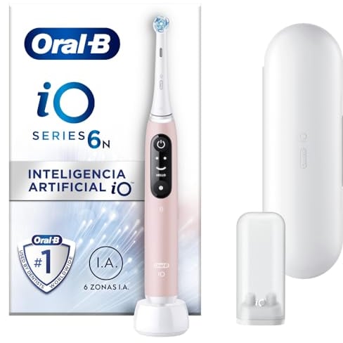 Oral-B iO Series 6N Elektrische Zahnbürste, Bluetooth, 5 Putzmodi, 2 Bürsten, 1 Reisetasche, Weiß/Rosa