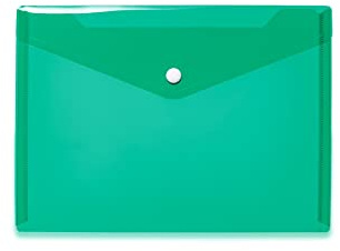 HERMA 20053 Dokumententasche A5 transparent grün, kleiner Sichttaschen Umschlag mit Druckknopf, Briefumschlag aus Plastik für Schule, Uni, Büro, Reise