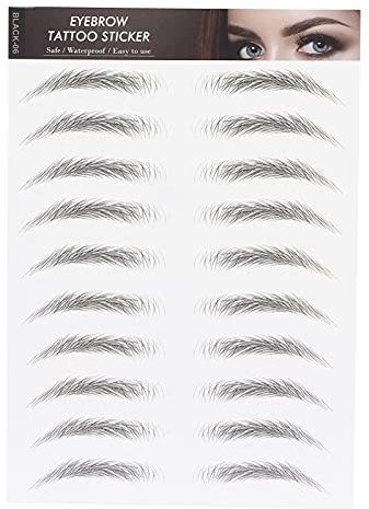 6D Augenbrauen Tattoo Aufkleber, Augenbrauen Formungsschablonen, Semipermanenter, Haarähnlicher, Wasserdichter Augenbrauen Transfer Aufkleber für Falsche Augenbrauen Im Bogenstil für(SCHWARZ-06)