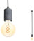 SSC-LUXon PIA Designer Hängelampe mit Globe LED E27 Filament Birne extra warmweiß - Deckenleuchte aus echtem Beton (anthrazit)