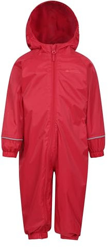 Mountain Warehouse Spright Junior Waterproof Rain Suit - Extra Warm with Taped Seams & Fleece Lining, For Boys & Girls - For Autumn, Winter, Wet Weather & Outdoors Red Baby Size 18-24 Months
