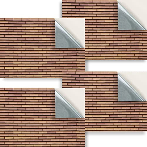 Stick & Go Repositionable Self Adhesive Dolls House Wallpaper 1:24 Scale (Set of 4 Sheets) - Brown Roof Tiles - No. 89