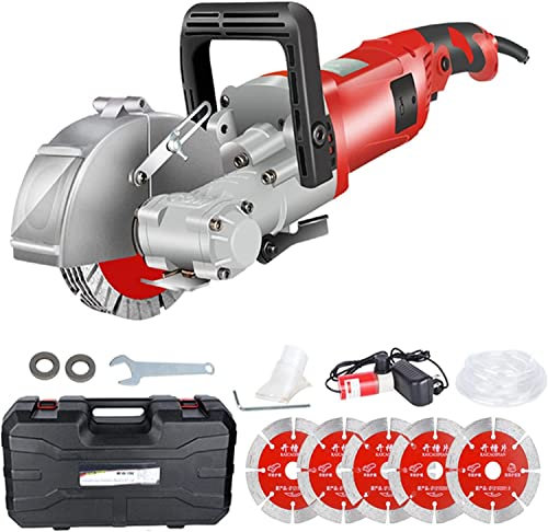 Wall Chaser 4000W, Wall Groove Cutting Machine 7500RPM, Brick Concrete Slotting Machine Dust-Free, 27-33mm Notchering 5 pcs of 115mm Diameter Blades,Rot-125MM