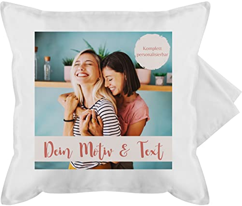 Kissenbezug - eigenem - Eigenes Foto I Eigenes Bild - 50 x 50 cm - Weiß - fotokissen Kissen zum selber designen selbst drucken Photo kopfkissen Baumwoll muttertagskissen personalisiertes Custom