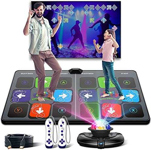 PUFYA Tanzmatte für TV und PC, Doppel-Tanzmatte, elektronisches Musik-Tanz-Pad-Spielzeug, helle 7-Farben-Blitzlichtblitze, schillernde 3D-Tanzspiel-Spielmatte, Weihnachts-Geburtstags