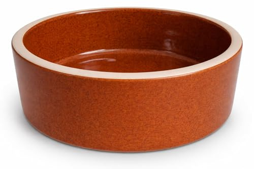 500 ml Kleintier Napf Futternapf Futterschale Futtertrog Ø15,5cm Höhe 5,5cm Näpfe für Haustiere Hamster Kaninchen Hase Nagetiere Kleintiere Hund Katze aus robuster, dickwandiger Keramik (Braun)