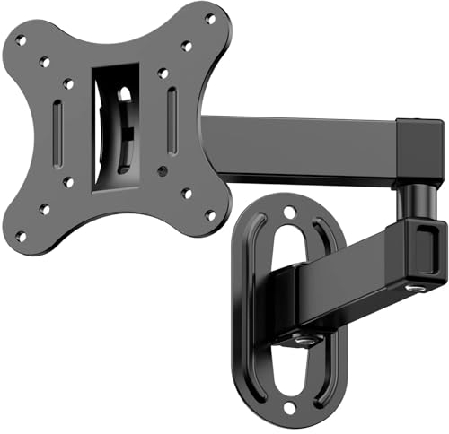 JXMTSPW Support TV Mural 14 à 27 Pouces Ecran PC,Orientable et Inclinable,VESA 75x75mm / 100x100mm jusqu'à 10 kg,Universel 17 19 21 24 Pouces Support Mural TV,Support de Moniteur