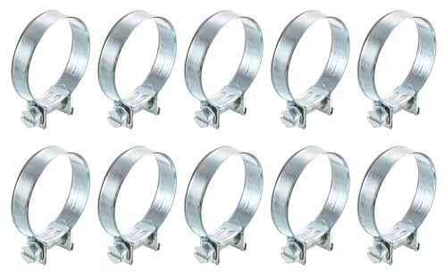 sourcing map 10Pcs Mini Fuel Line Pipe Hose Clamp Clip, Adjustable 32-34mm(1.26-1.34) Fuel Injection Line Style Hose Clamp, Zinc Plated Pipe Hose Clip Tube Clamps