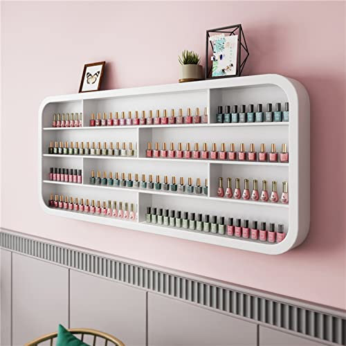 Nagellack-Organizer zur Wandmontage, Nagellack-Halter, rechteckiger Nagellack-Aufbewahrungs-Organizer, für ätherische Öle, Organizer für Zuhause, Salon, Business, Spa/ohne Lampe/L1,0 (ohne Lampe).