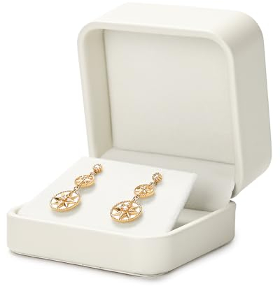 Oirlv PU Leder Beige Ohrringbox Schmuckschatulle Valentinstag Geburtstag Geschenkbox Ohrring Geschenkbox