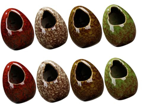 Ciieeo 8 Piezas Adornos De Jarrones De Cerámica Vasos De Hielo Seco Adorno De Plato Decoración del Hogar Hamaca Betta Acuario De Camarones Florero De Cerámica Obra De Arte Estilo Japones