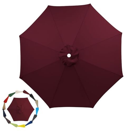 GZDXBF 200cm 270cm 300cm / 6ribs 8 Ribs Replacement Parasol Fabric Cover, Umbrella Cloth Replacement, Garden Parasol Canopy Cover(Color:Burgundy,Size:8 ribs-2.7m(8.8ft))